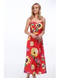 Red summer dress with flowers for everyday use MP60092 - Online store - Boutique